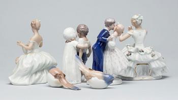 FIGURINER, 6 st porslin, 1900-talets andra hälft, bl.a Bing & Gröndahl.