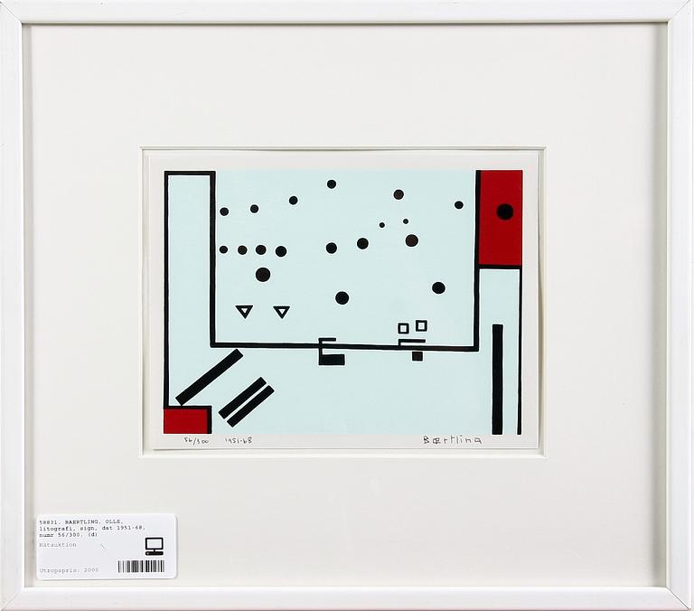 BAERTLING, OLLE, litografi, sign, dat 1951-68, numr 56/300.