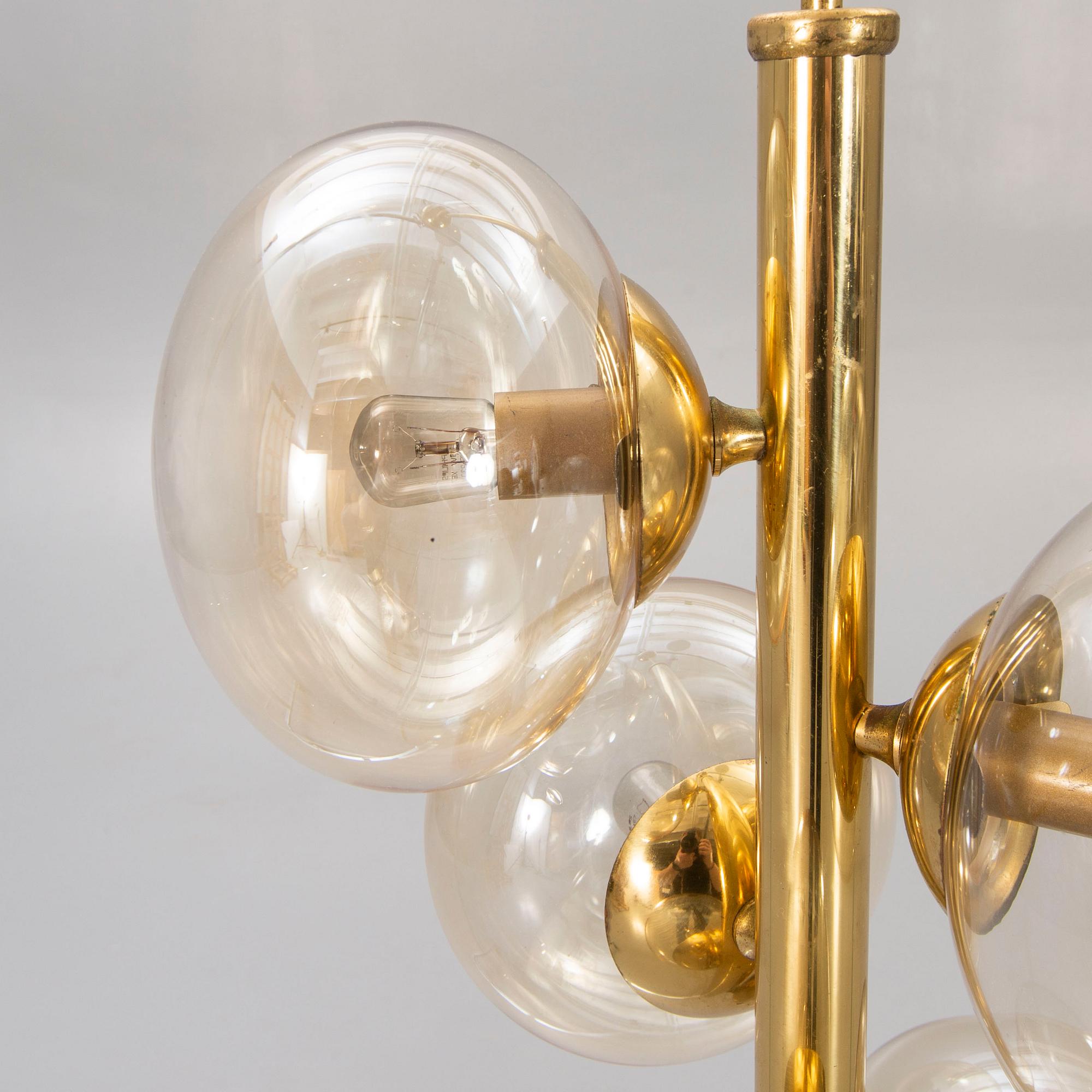 A 1960s Danish Mejlstrøm brass ceiling pendant.