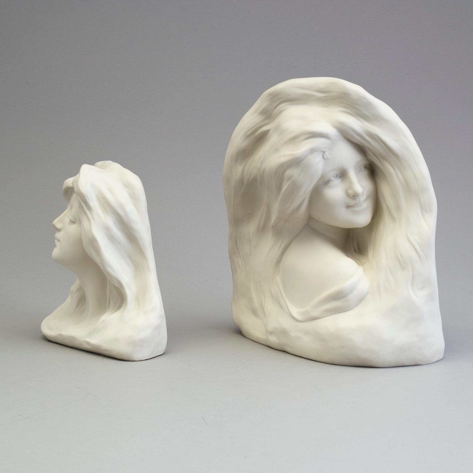 TWP PARIAN SCULPTURES, Gustafsberg, one 1921 the other unmarked.