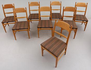 STOLAR, 8 st, "Calmare Nyckel", Carl Malmsten, Åfors Möbelfabrik, 1900-talets andra hälft.