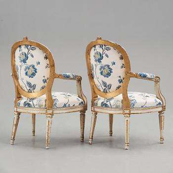 Karmstolar, ett par, Stockholmsarbeten 1780-tal, Gustavianska.