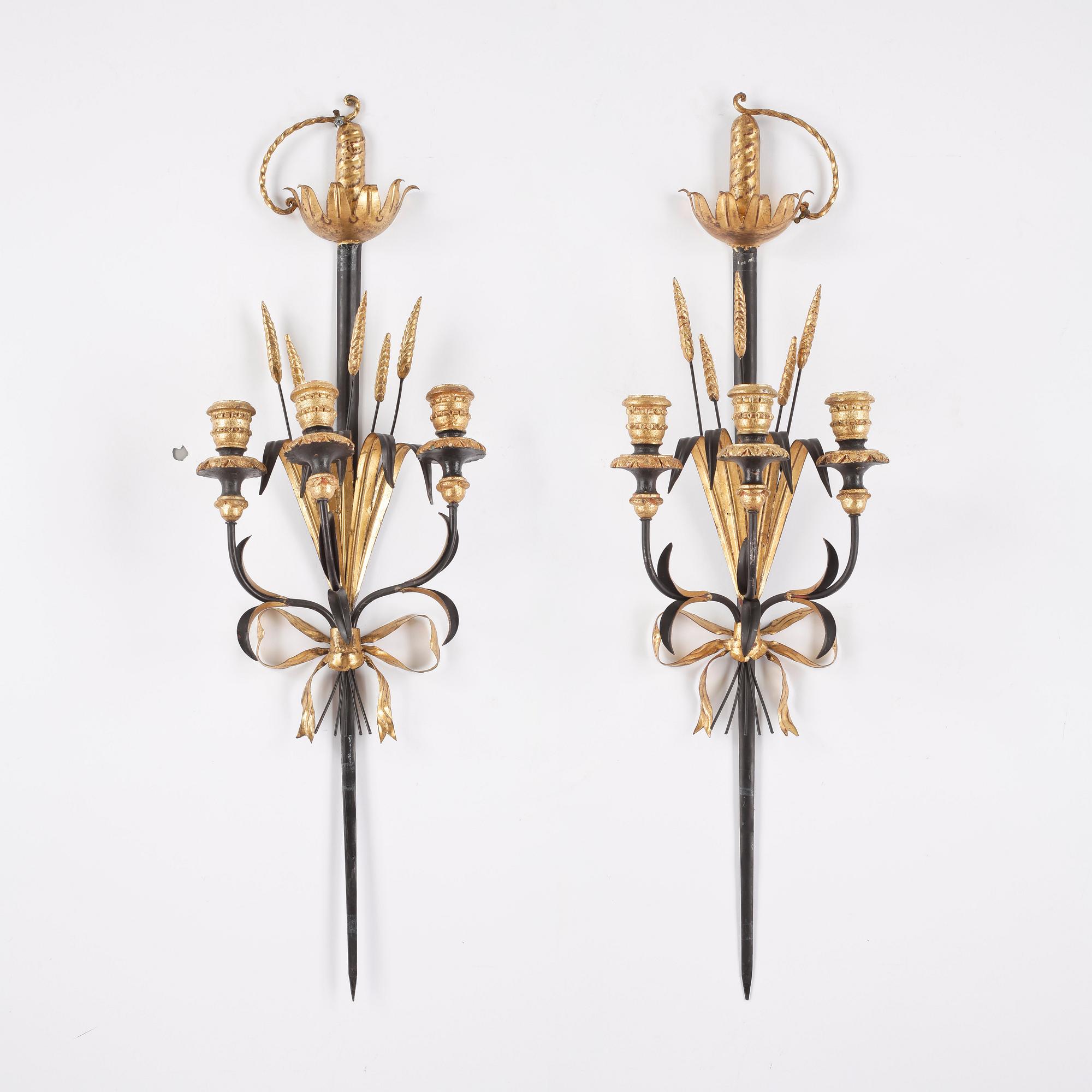 VÄGGLAMPETTER, ett par, Italien, 1950-tal.