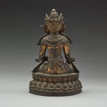 A large bronze figure of bodhisattva, Ming dynasty, 15th Century.