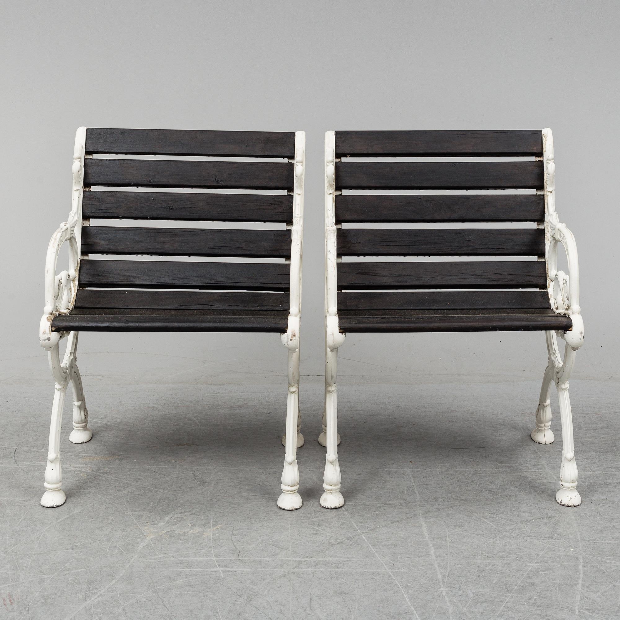 A pair of garden armchairs, Byarum.