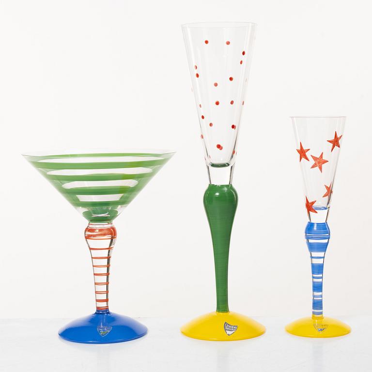 Anne Nilsson, Eight 'Clown' glasses, Orrefors.