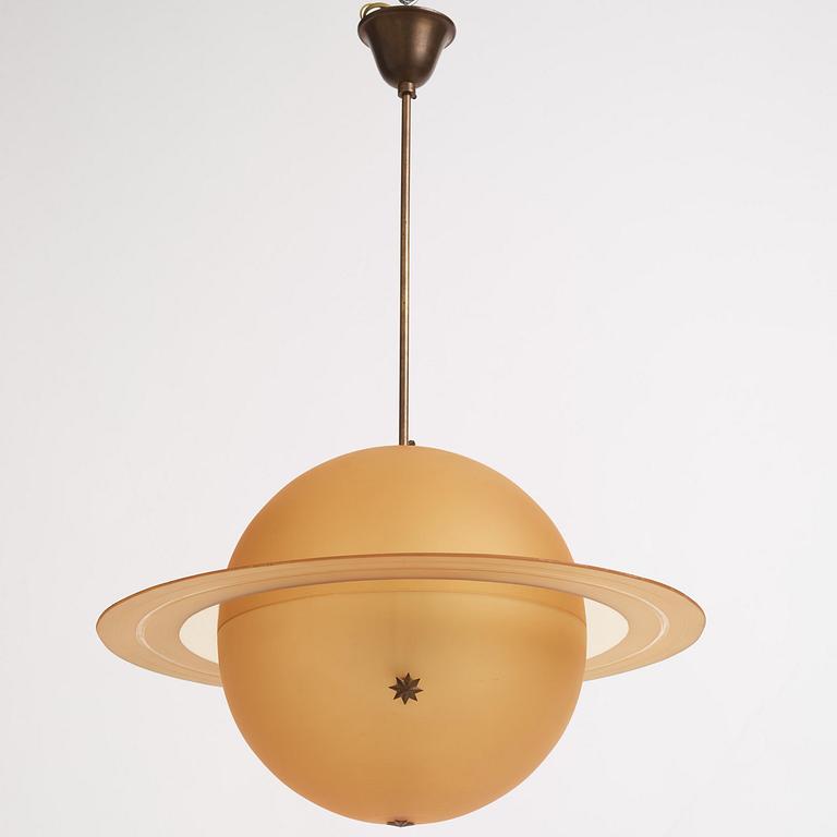 Edward Hald, a rare ceiling lamp, Orrefors, 1930s.