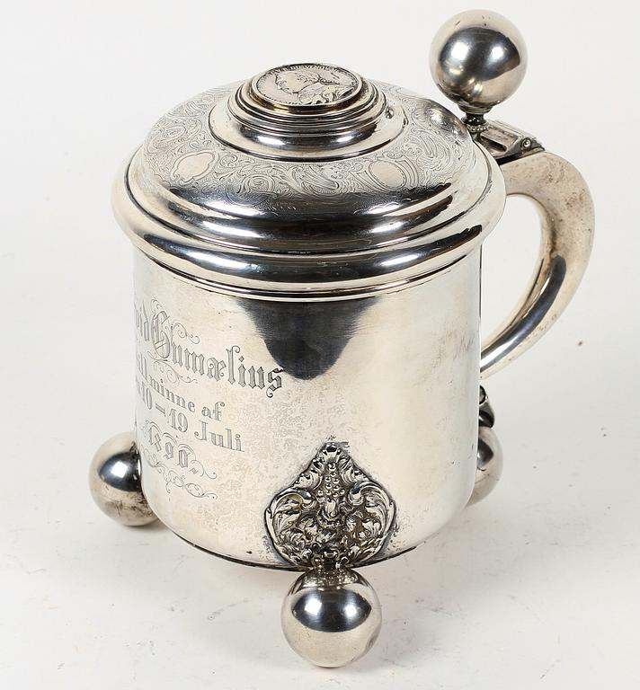 DRYCKESSTOP, silver, barockstil, CG Hallberg Stockholm 1890. Vikt 670 gram.