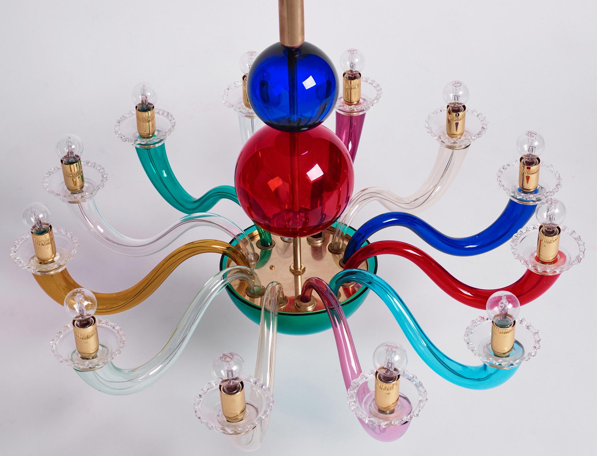 Gio Ponti, a 12 light chandelier, for Venini, Italy, 2014.