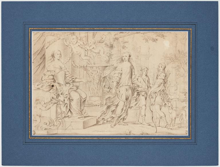 JAN MYTENS, hans krets. Osignerad. Bildyta 24 x 35,5 cm.