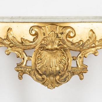Spegel och konsolbord, rokokostil 1800-tal.