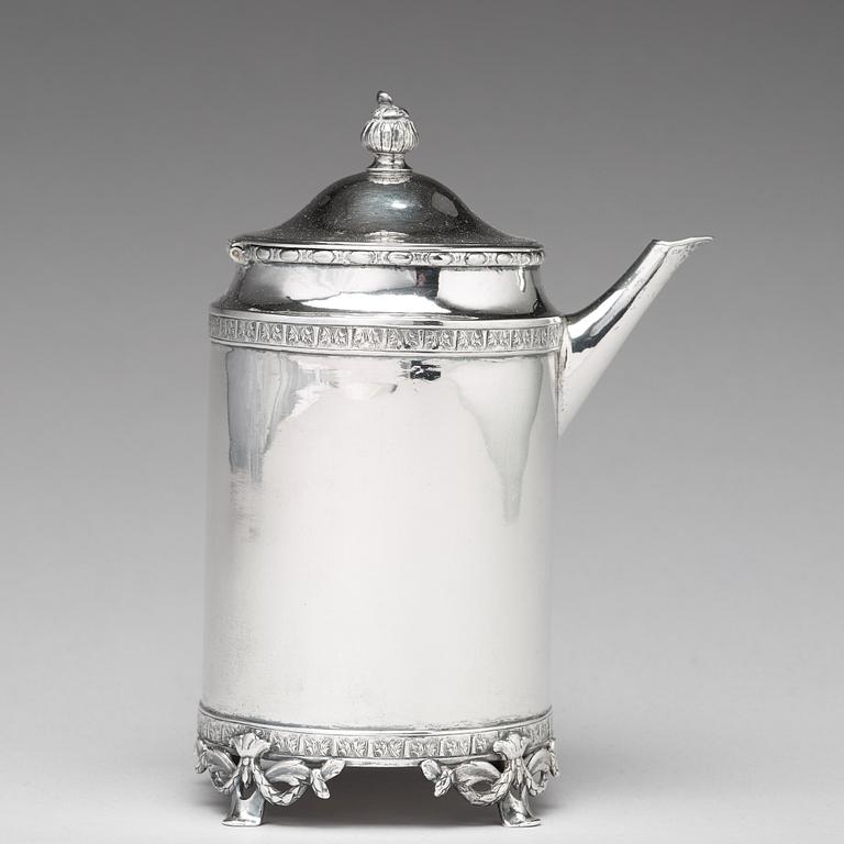 A Swedish 18th century silver coffee-pot, mark of Stephan Halling, Orebro 1784.