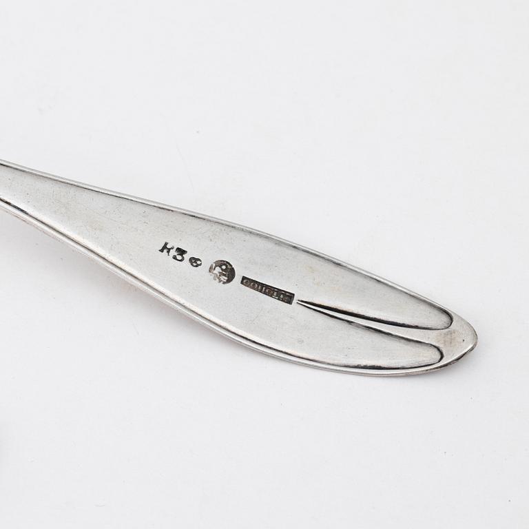 Skedar, 10 st och strösked, silver, Sverige, 1700/1800-tal.