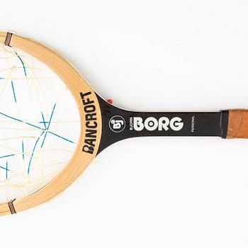 Tennisracket, Bancroft. Speciellt framtaget träracket. Signerad Björn Borg.