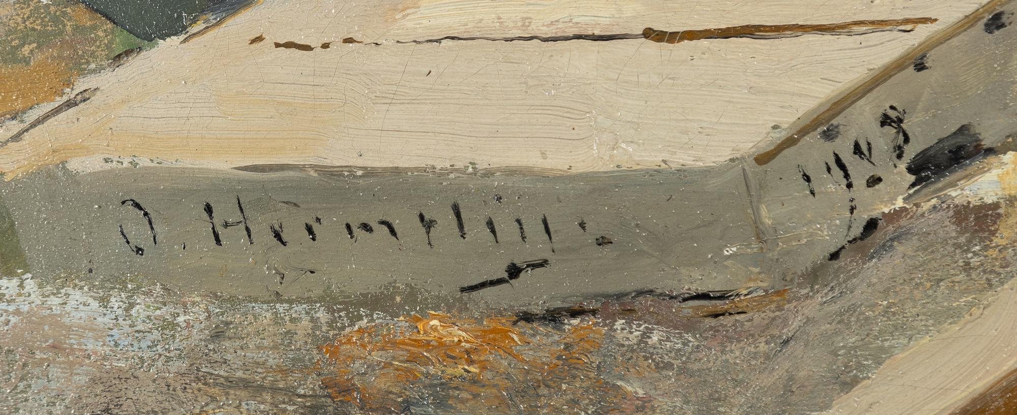 Olof Hermelin, Kustsamhälle med figur vid båtar.