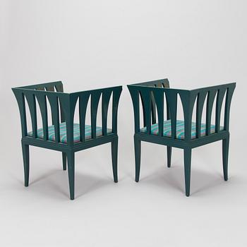 Eliel Saarinen, furniture, 5 pieces, "Blue suite" for Adelta, Finland 1980s.