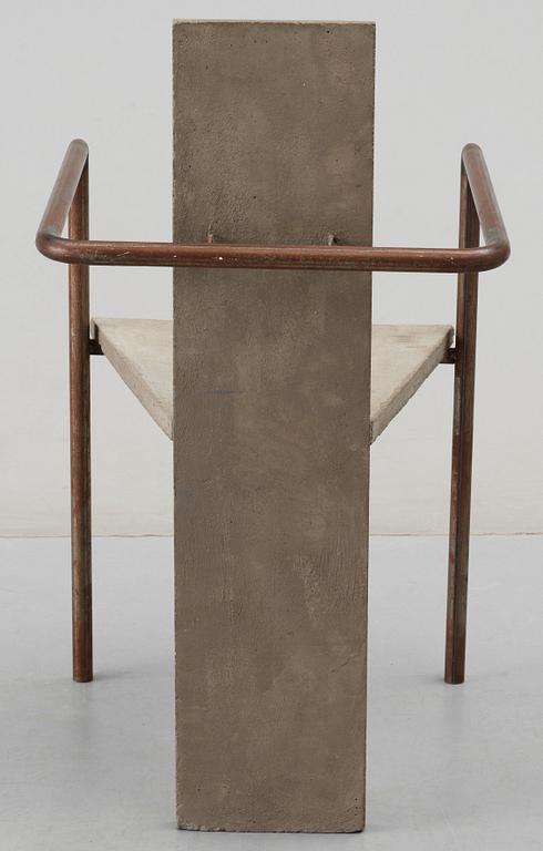 A Jonas Bohlin iron and cast concrete 'Concrete' armchair, by Källemo, Sweden 1981.