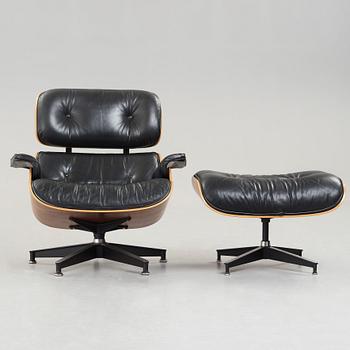 Charles & Ray Eames, a lounge chair with ottoman, Herman Miller, USA 1980's.