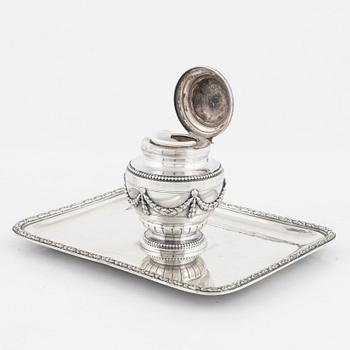 A silver ink-well, with Swedish import marks.