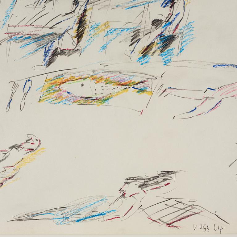 JAN VOSS, teckning, signerad och daterad -64.