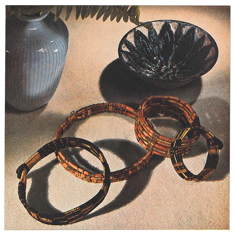 Vivianna Torun Bülow-Hübe, a rattan and brass bangle, executed in her own workshop, 1945-50's.