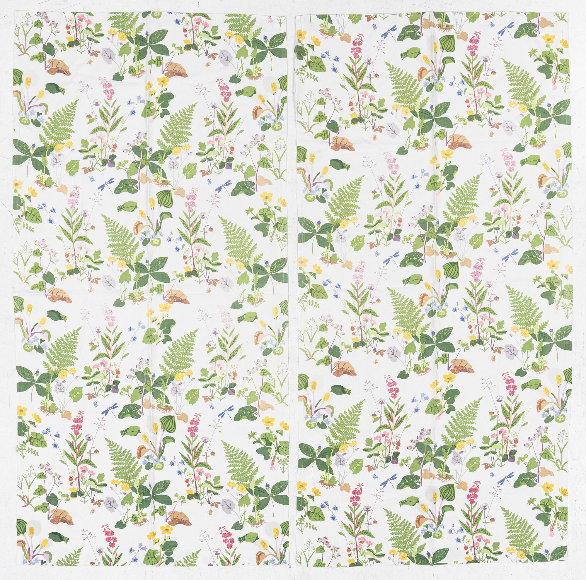 Gocken Jobs, three pairs of curtains, 'Trollslända', Nordiska Kompaniets textilkammare.