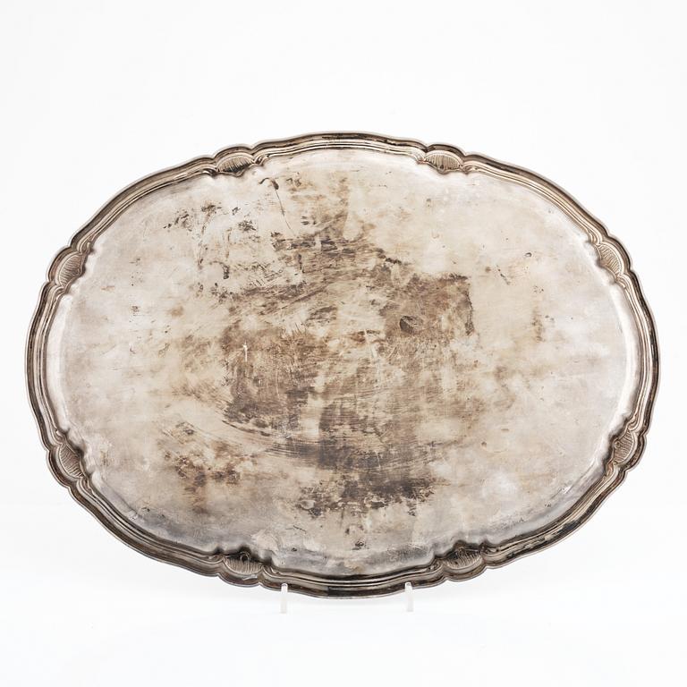 A Swedish sterling silver tray, mark of GAB, Stockholm 1938.