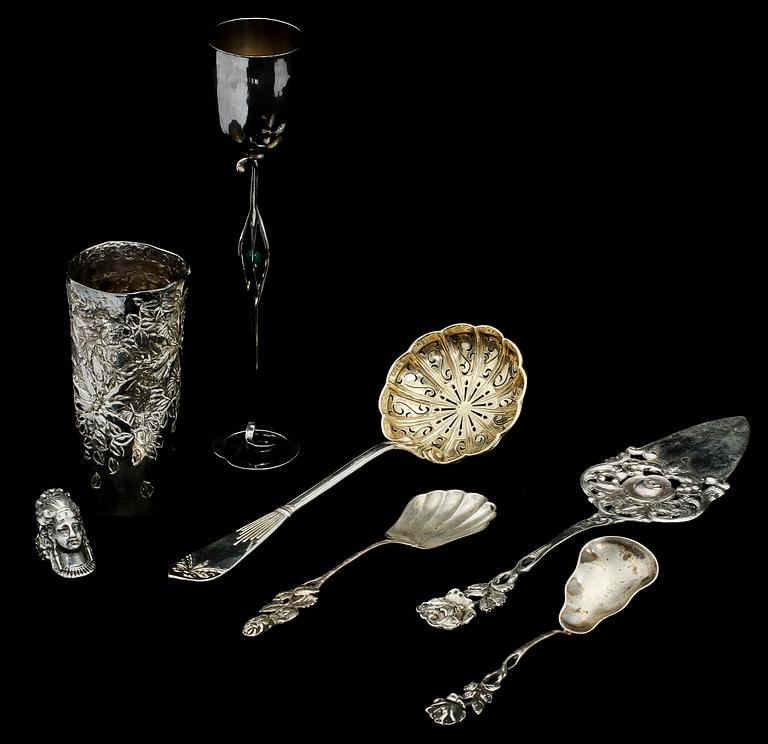 PARTI SILVER, 7 delar, silver, 1900-tal. Vikt 320 g.