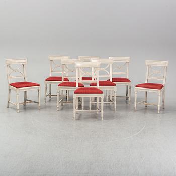 Eight late 20th century Gustavian style chairs.