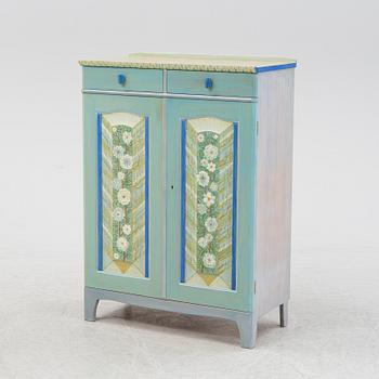 A 'Vita blommorna' cabinet/sideboard, painted by Liselott Malmsten, Firma Carl Malmsten, 1991.