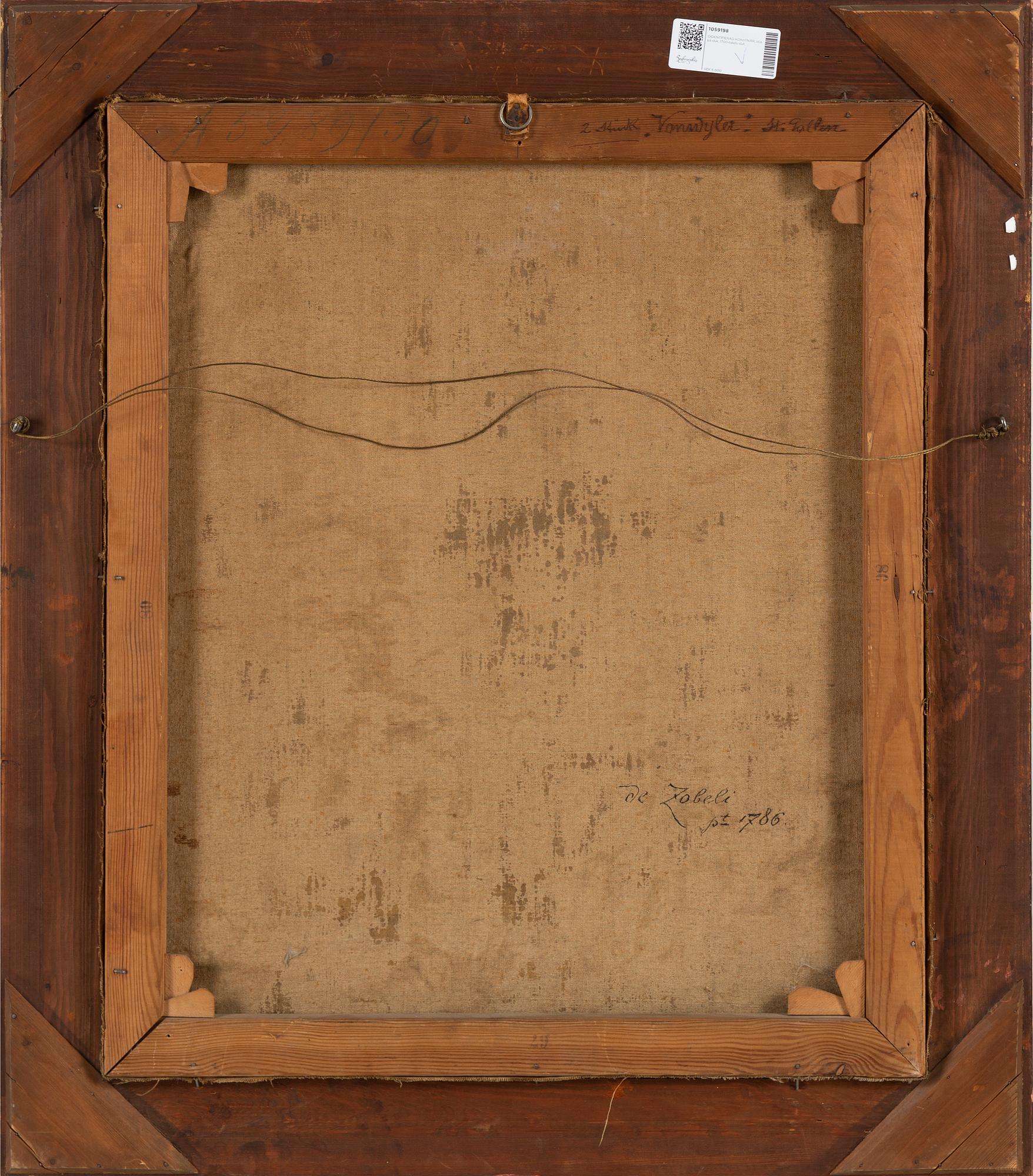 UNKNOWN ARTIST, oil on canvas, dated atergo 1786.