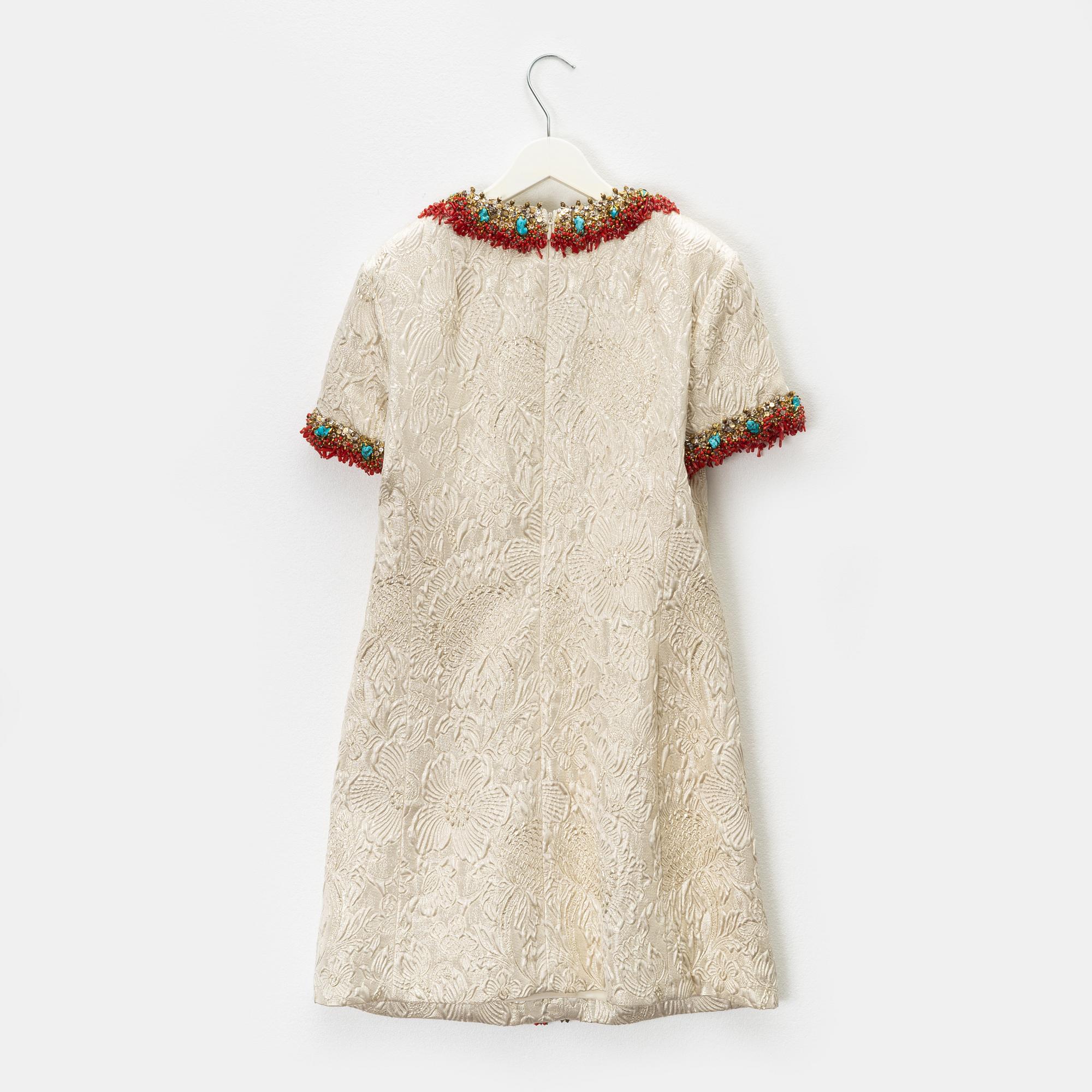 Balenciaga, a silk dress with turquoises and coral, size 36.