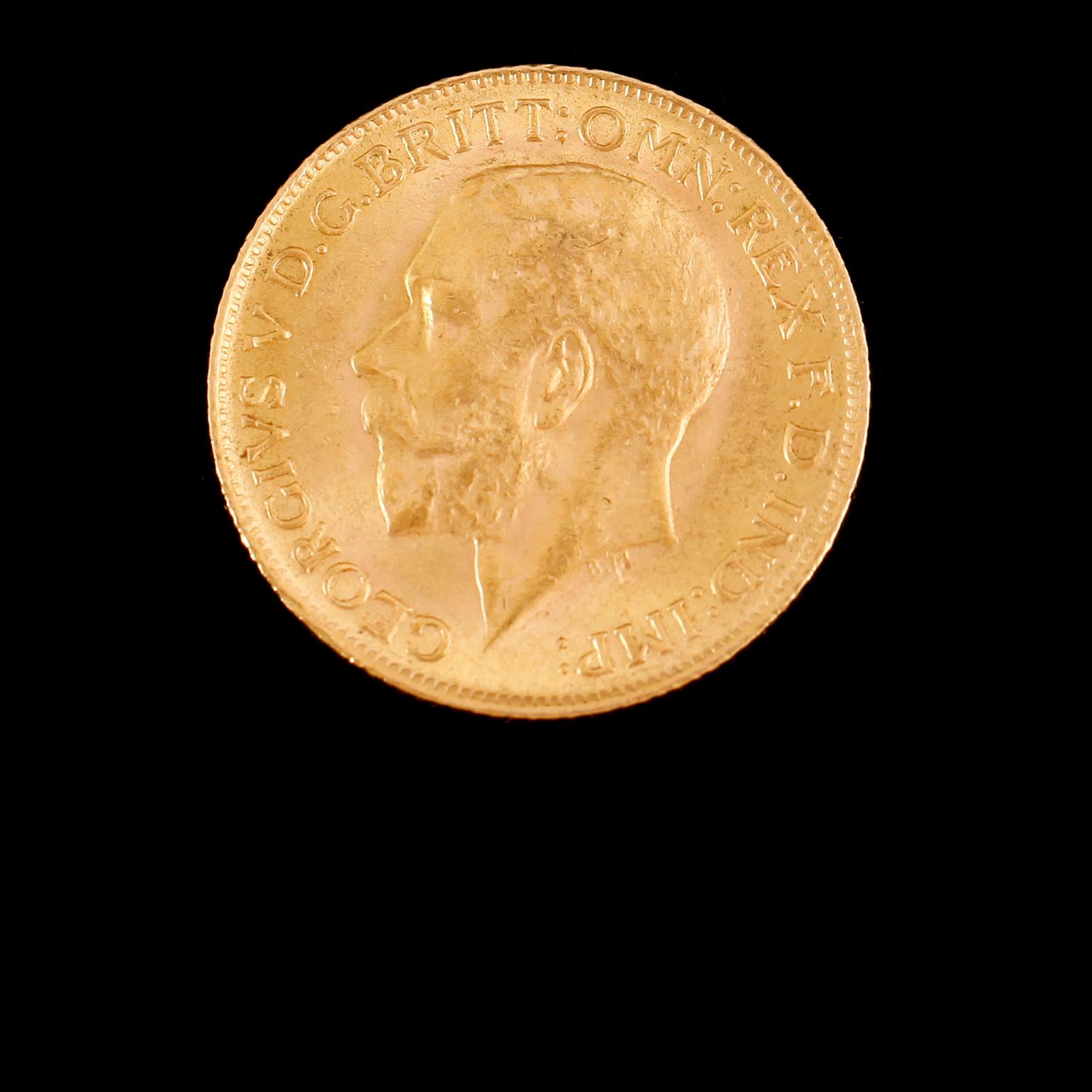GULDMYNT, sovereign, George V, 1911. Vikt ca 8 gram.