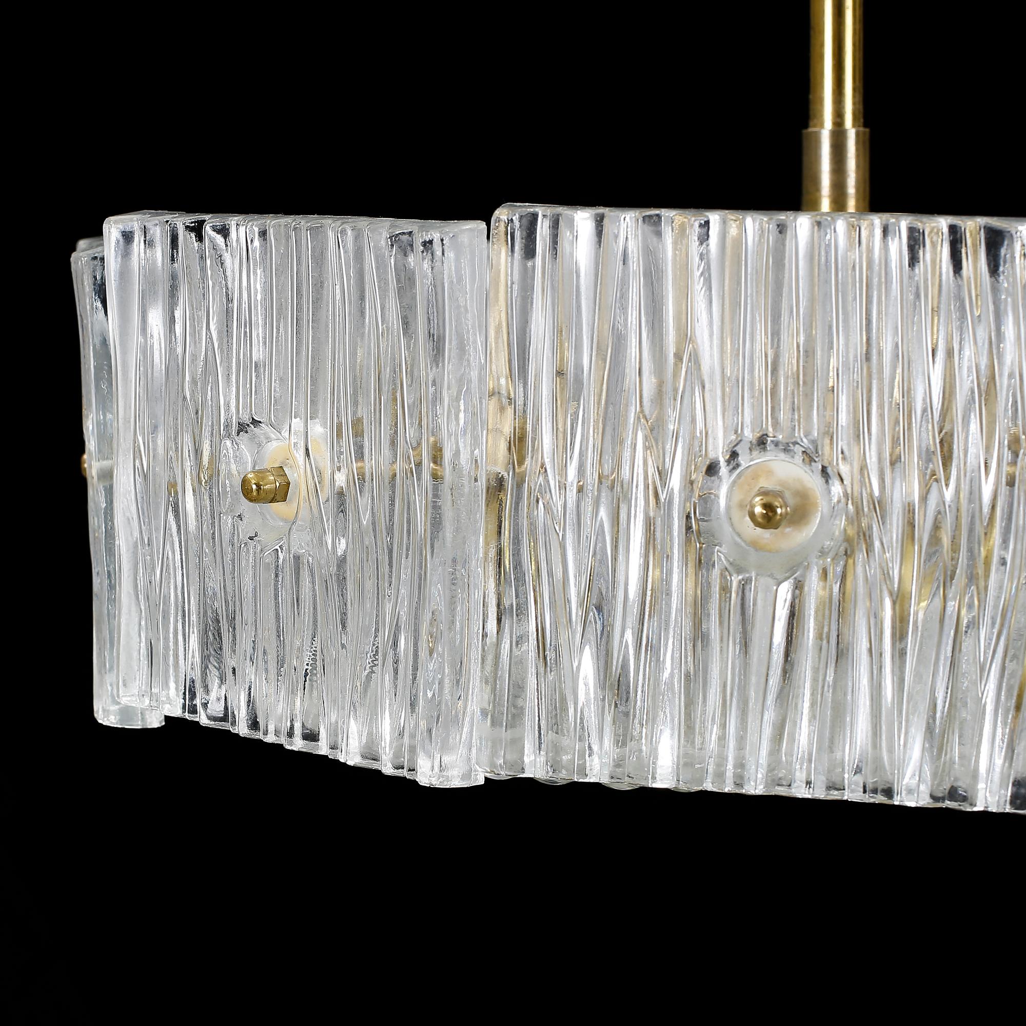 TAKLAMPA, glas och mässing, 1960-tal. Höjd 32 cm.
