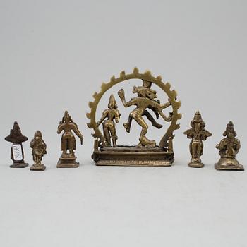 A group of six deities, India, circa 1900.