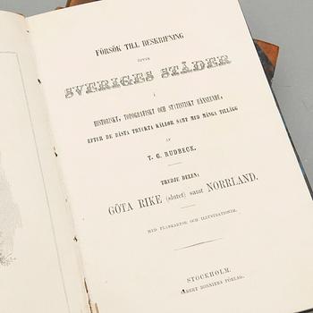 T.G. RUDBECK, 3 volymer, "Försök till beskrifning öfver sveriges städer..", Stockholm 1855-60.