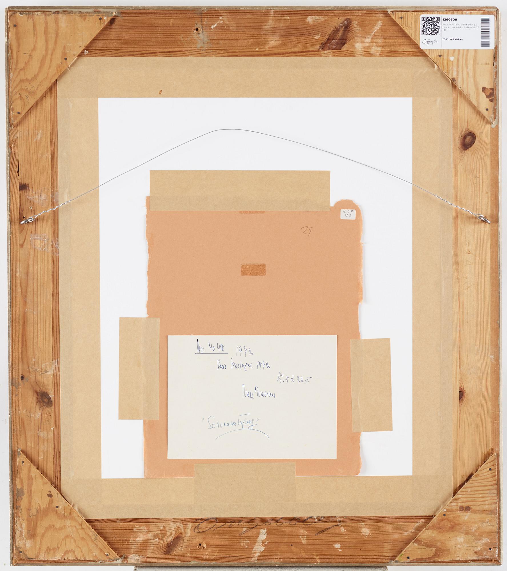 NELL WALDEN, mixed media on paper, signed and dated -72.
