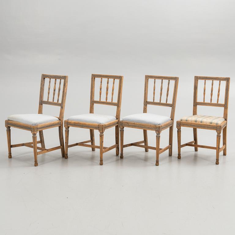 Chairs, 4 pcs, late Gustavian, 19th century.