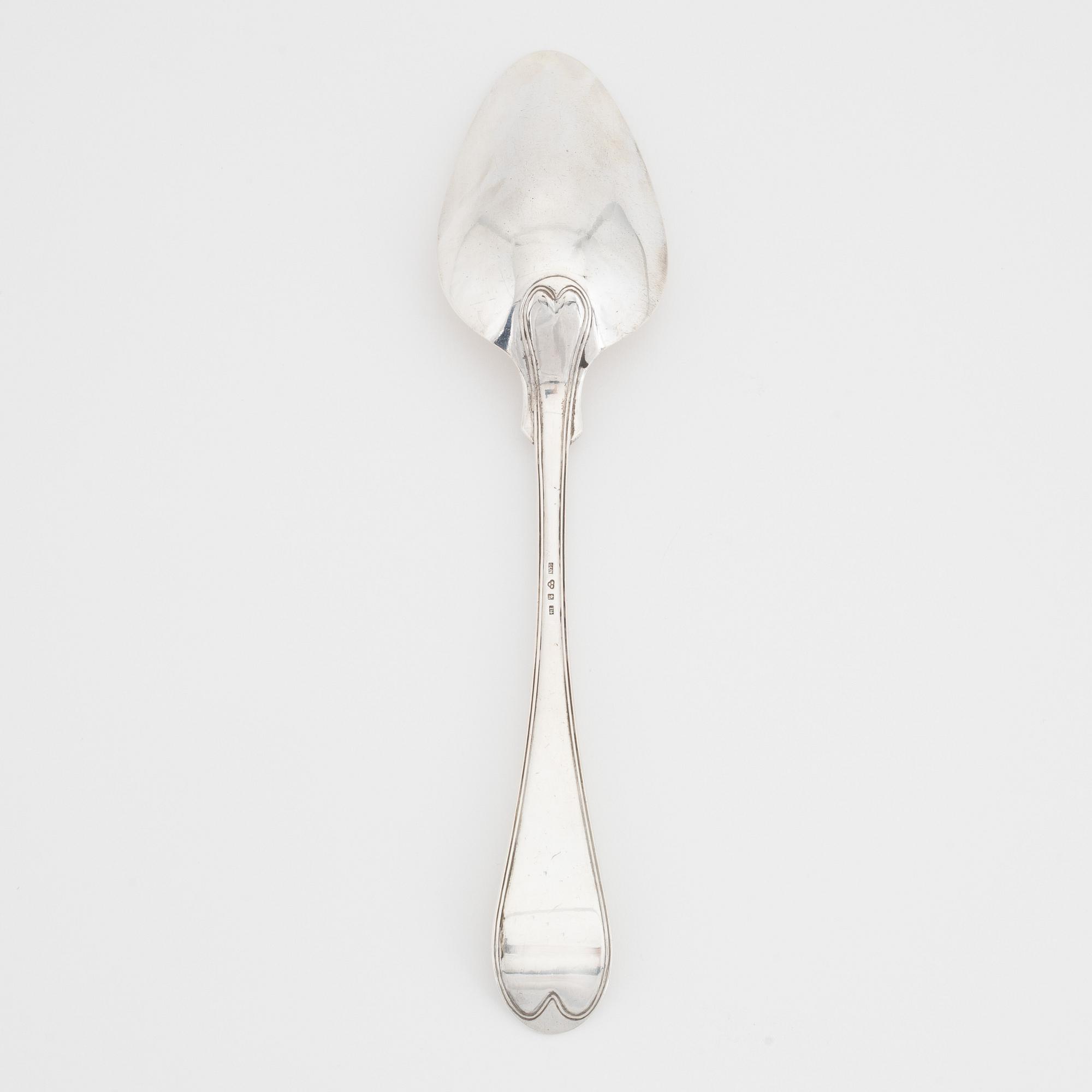 A Swedish silver basting spoon, mark of CO Nyman, Köping 1836.