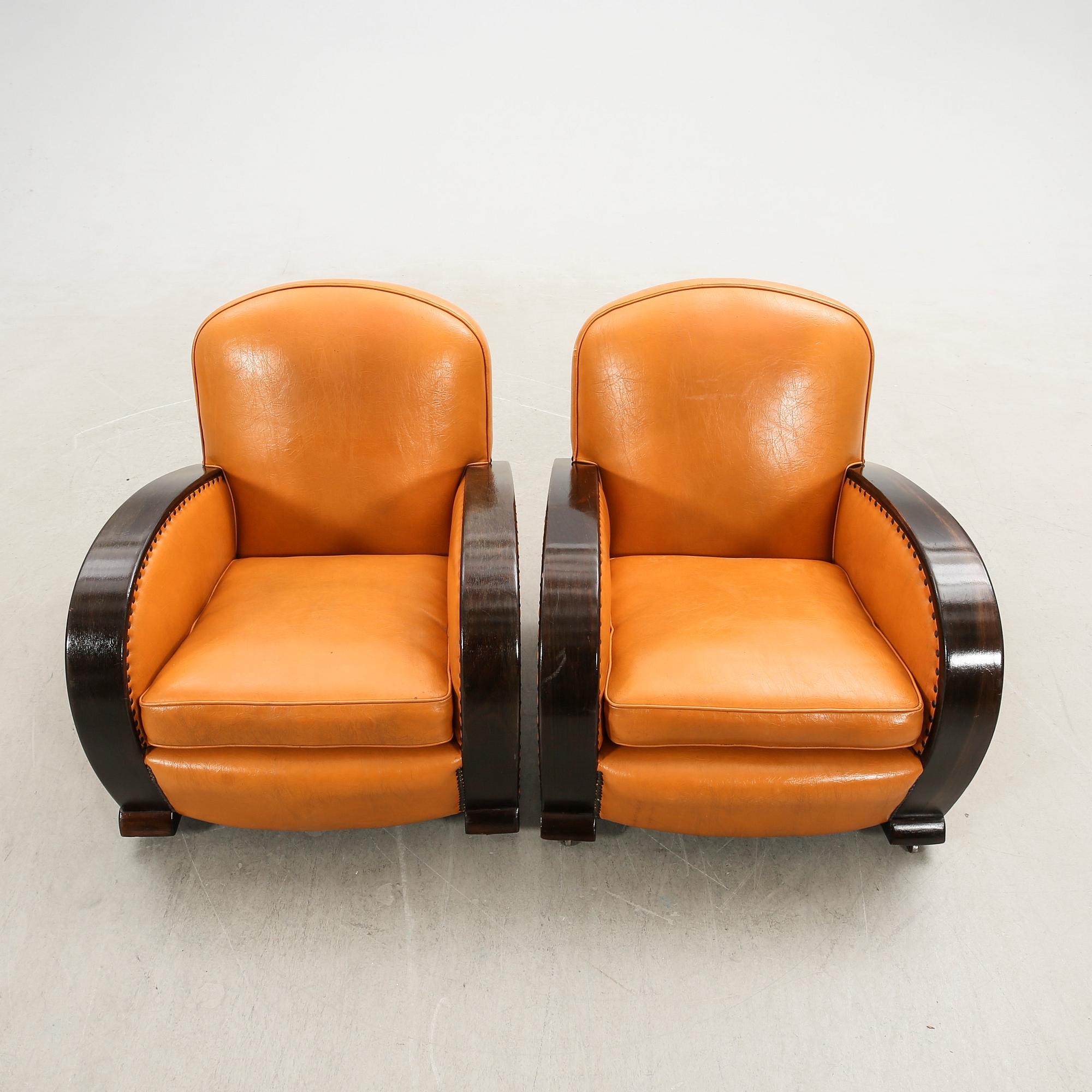 Armchairs, a pair, Art Deco, first half of the 20th century.