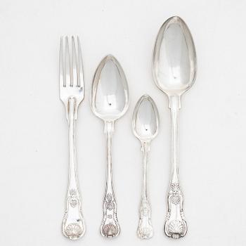 A set of Swedish silver cutlery, some with marks of JE Bäckström, Söderhamn 1872.