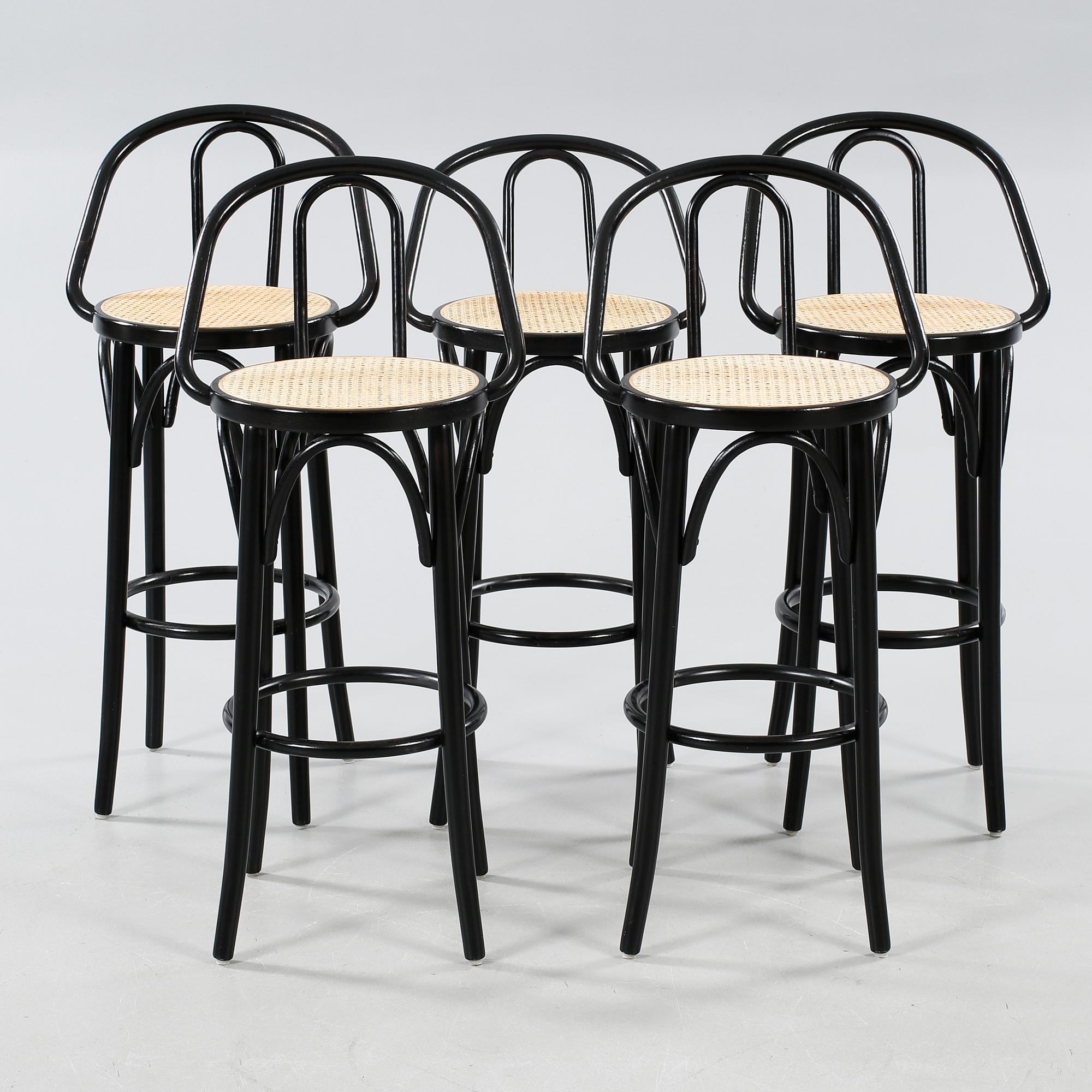 BARSTOLAR, 5 st, Thonet-typ, 1900-talets andra hälft.