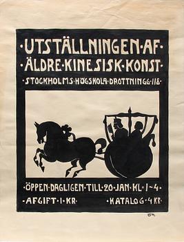 PARTI LITOGRAFIER SAMT TECKNINGAR OCH BLANDTEKNIK, 10 st, bla efter Desprez och Manet. 1900-tal.