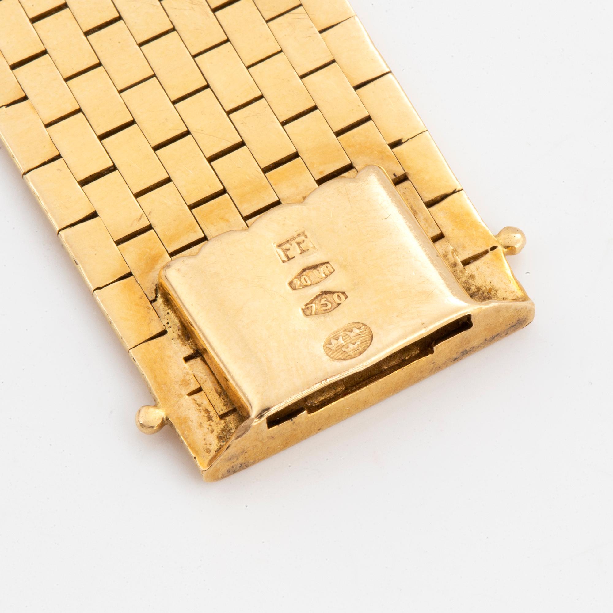 ARMBAND, 18K guld korridormatta, importstämplad.