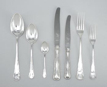 BESTICKSERVIS, 56 delar, silver, C G Hallberg, Stockholm 1920-50-tal. Tot ca 2700 gram.
