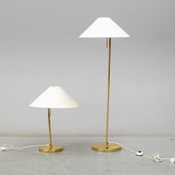 A brass table- and floor lamp by Hans-Agne Jakobsson, Markaryd, second half of the 20th century.