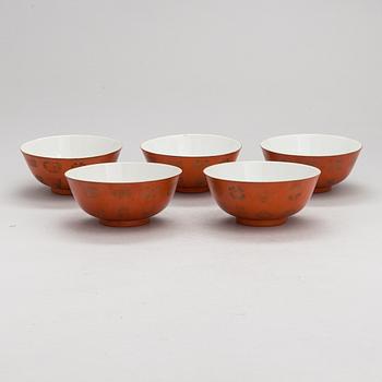 Five Chinese bowls, first half of the 20th century.