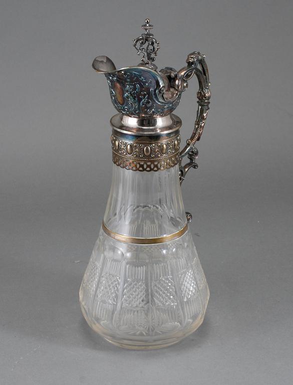 VINKANNA, glas och nysilver, sent 1800-tal.