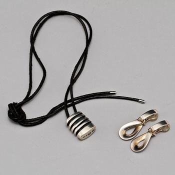 HALSBAND, silver, "Strata" samt ÖRHÄNGEN, silver "Infinity", George Jensen, Danmark, 1900/2000-tal.