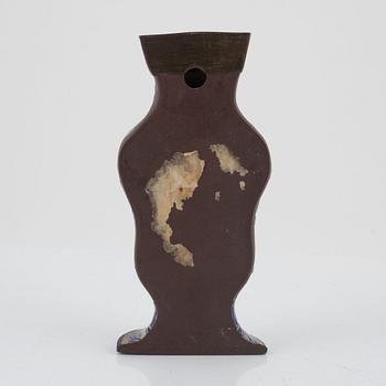 A Yixing ware wall vase and a spoon, Qing dynasty, 19th Century.